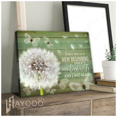 Hayooo Beautiful Mother's Day Gifts from Daughter Dandelion Wall Art And Butterfly Canvas Light Green Wall Decor