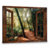 Hayooo Canvas Gorgeous Forest Scenery Through Faux Window Wall Art For Home Decor