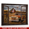 Hayooo Faux Window Canvas Custom Family Name Pickup Truck Old Barn Memorial Days