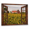 Hayooo Online Mother's Day Gifts for Grandma Faux Window Canvas Sunflower Barn Wall Art Farmhouse Decor