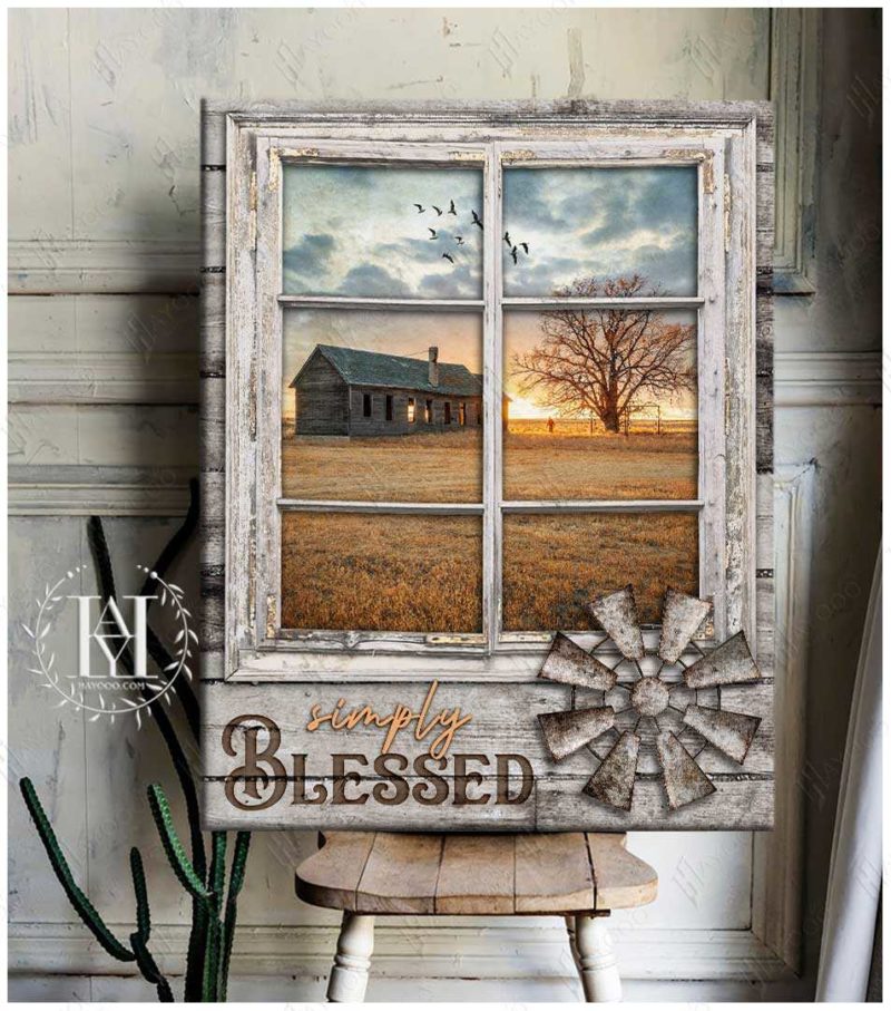 Hayooo Beautiful Barn Through Faux Window Canvas Simply Blessed Wall