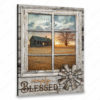 Hayooo Beautiful Barn Through Faux Window Canvas Simply Blessed Wall Art For Farmhouse Decor