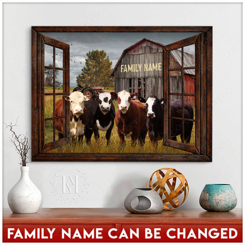 Hayooo Faux Window Canvas Custom Family Name With Cute Red And Black