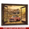Hayooo Faux Window Canvas Custom Family Name And Dodge Truck And Old Barn