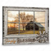 Hayooo Faux Window Canvas Peaceful Barn Scenery Simply Blessed Wall Art For Farmhouse Decor