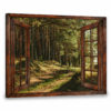 Hayooo Faux Window Canvas Gorgeous Morning Forest Wall Art For Home Decor