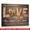 Hayooo Canvas Custom Photo In Heart Shape And Names And Date Love Wall Art For Farmhouse Bedroom