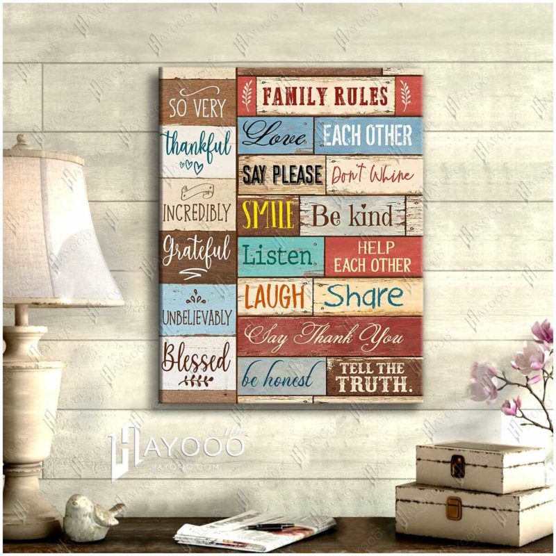 Hayooo Farm Family Rules Farmhouse Canvas Wall Art Decor Hayooo Store