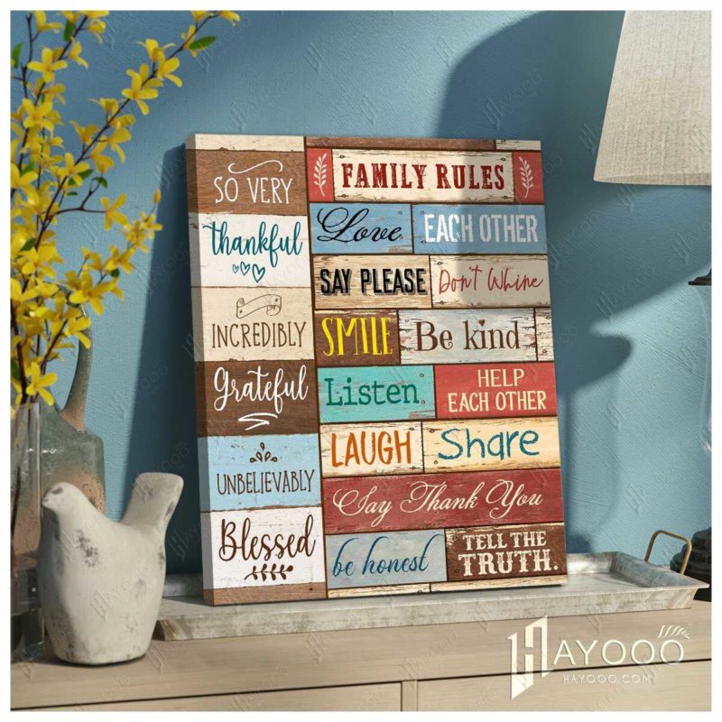 Hayooo Farm Family Rules Farmhouse Canvas Wall Art Decor Hayooo Store