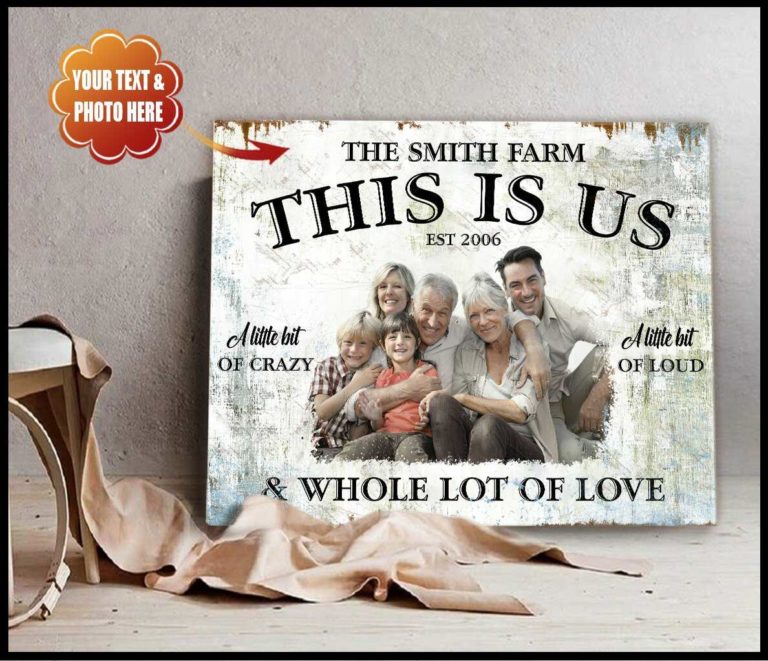 Hayooo Vintage Farmhouse Personalized Famiy Name And Photo This Is Us Canvas Wall Art Hayooo Store