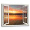 Hayooo Faux Window Canvas Peaceful Beach At Sunset Wall Art For Home Decor