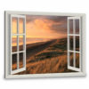 Hayooo Faux Window Canvas Peaceful Seashore At Sunset Wall Art For Home Decor