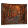 Hayooo Faux Window Canvas Gorgeous Autumn Forest Wall Art For Home Decor