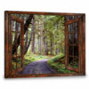 Hayooo Faux Window Canvas Beautiful Forest Road Wall Art For Home Decor