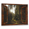Hayooo Faux Window Canvas Beautiful Morning Forest With Sunlight Wall Art For Home Decor