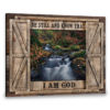 Hayooo Faux Window Canvas Small Stream In The Forest Be Still And Know That I Am God Wall Art For Home Decor