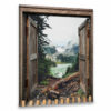 Hayooo Faux Window Canvas Amazing Forest And Mountain Scene Wall Art For Home Decor