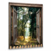 Hayooo Faux Window Canvas Beautiful Forest Scene With Sunlight Wall Art For Home Decor