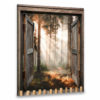 Hayooo Faux Window Canvas Dazzling Sunlight In The Forest Wall Art For Home Decor