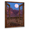 Hayooo Faux Window Canvas Gorgeous Moon Over Desert Wall Art For Home Decor