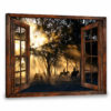 Hayooo Faux Window Canvas Riding Horse In The Forest Wall Art For Home Decor
