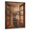 Hayooo Faux Window Canvas With Cute Deer Wall Art For Home Decor
