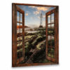 Hayooo Faux Window Canvas Gorgeous Coastal Scene With Lighthouse Wall Art For Home Decor