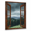 Hayooo Faux Window Canvas Beautiful Forest Scene With Moody Sky Wall Art For Home Decor