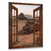Hayooo Faux Window Canvas Breathtaking Desert Scene Wall Art For Home Decor