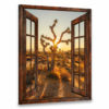 Hayooo Faux Window Canvas Gorgeous Desert Scene With Dazzling Sunlight Wall Art For Home Decor