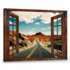 Hayooo Faux Window Gorgeous Desert Road Scene Wall Art For Home Decor