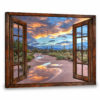 Hayooo Faux Window Canvas Gorgeous Desert After A Rain Scene Wall Art For Home Decor