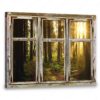 Hayooo Canvas Green Forest With Dazzling Sunlight Through Faux Window Wall Art For Home Decor