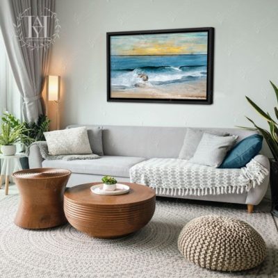 Large Morning Beach Painting Canvas