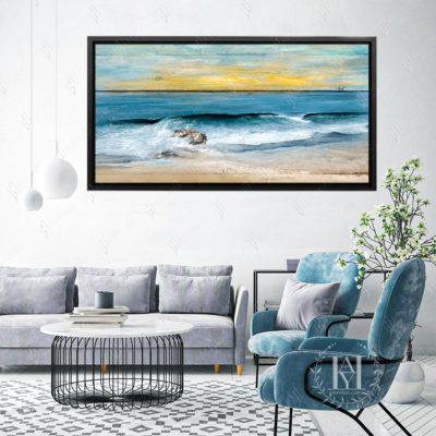 Large Morning Beach Painting Canvas