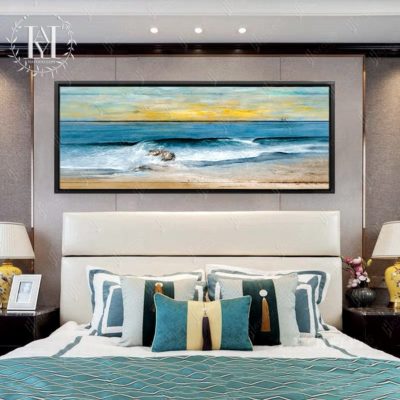 Large Morning Beach Painting Canvas