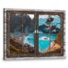 Hayooo Canvas Gorgeous Coastal Scene Through Faux Window Wall Art For Home Decor