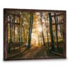 Hayooo Faux Window Canvas Gorgeous Autumn Forest With Sunlight Wall Art For Home Decor