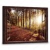 Hayooo Faux Window Canvas Gorgeous Autumn Forest In The Morning Wall Art For Home Decor