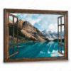 Hayooo Faux Window Canvas Picturesque Lake And Mountain Scene Wall Art For Home Decor
