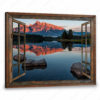 Hayooo Faux Window Canvas Fascinating Lake And Mountain Scene Wall Art For Home Decor