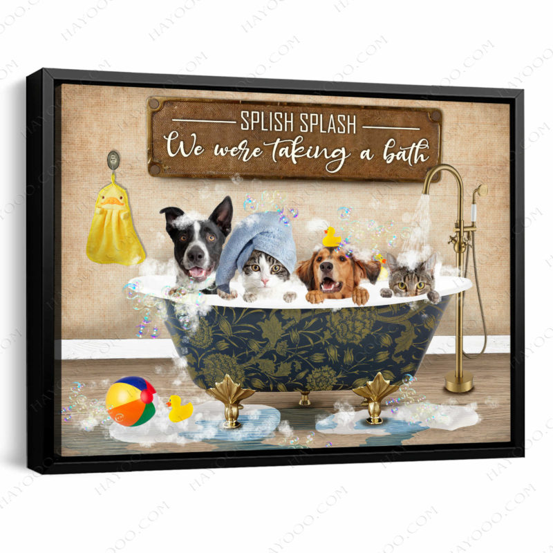 Hayooo Canvas Funny Animal Bathroom Art Splish Splash Canvas For