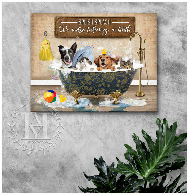 Hayooo Canvas Funny Animal Bathroom Art Splish Splash Canvas For