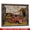 Hayooo Custom Family Name Canvas With Rustic Pickup Truck Through Faux Window Wall Art For Farmhouse Decor