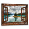 Hayooo Faux Window Canvas Gorgeous Lake Scene He Leads Me Beside Still Waters He Restores My Soul