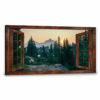 Hayooo Faux Window Canvas Gorgeous Morning Forest Scene Wall Art For Home Decor