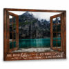 Hayooo Faux Window Canvas Gorgeous Lake Scene And Into The Lake I Go Wall Art For Home Decor