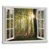 Hayooo White Faux Window Canvas Gorgeous Morning Forest Scene Wall Art For Home Decor