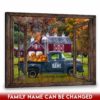 Hayooo Faux Window Canvas Custom Family Name With Pickup Truck And Autumn Barn Wall Art For Home Decor