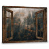 Hayooo Brown Faux Window Canvas Gorgeous Autumn Forest Wall Art For Home Decor